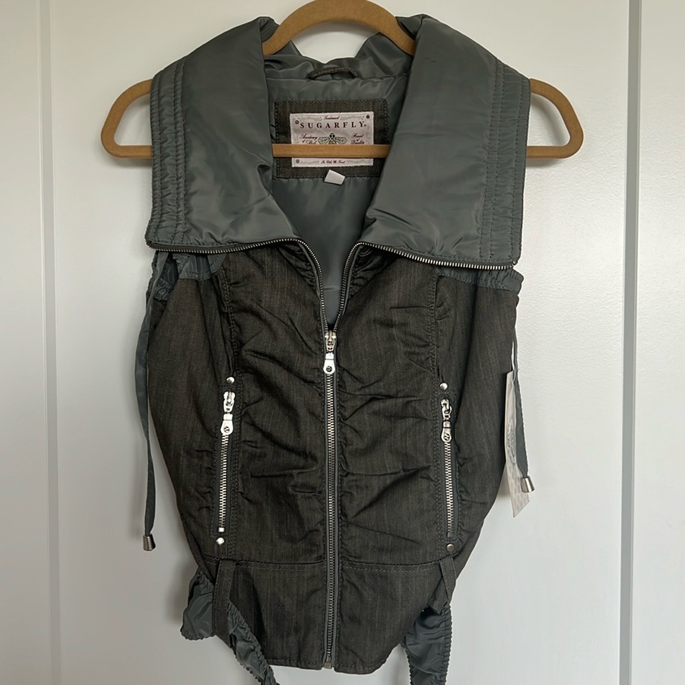 NWT! Denim Parachute Belted Vest by Sugarfly